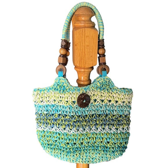 Cappelli Straworld Beachy Hobo Purse Blue Green - Picture 2 of 10